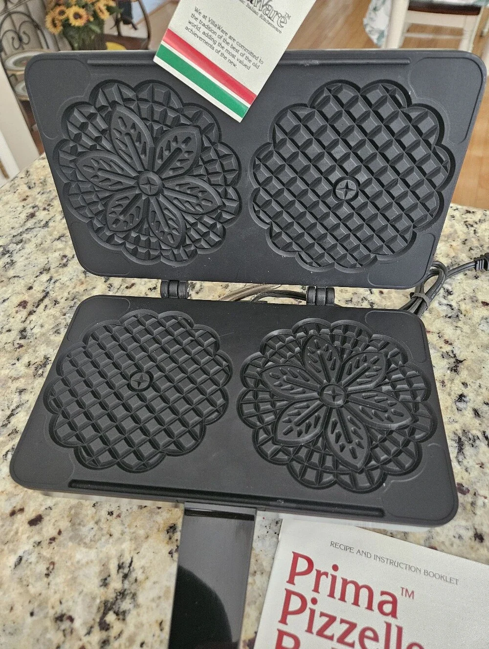 Villaware Prima Pizzelle Baker Italian Maker 5000 NS Electric Waffle Ins.Bk/Tags